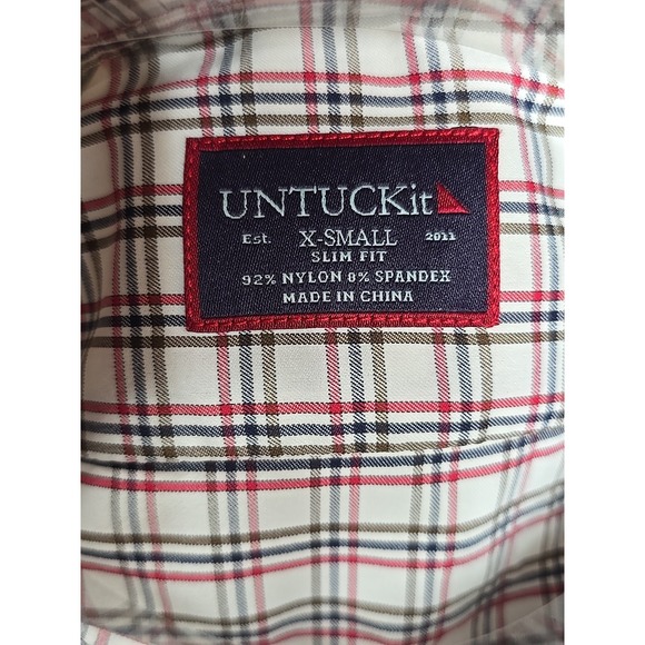 UNTUCKit Men's Shirt XS Slim Fit Long Sleeve Button-up Red / Black Gingham Dad - Picture 10 of 10